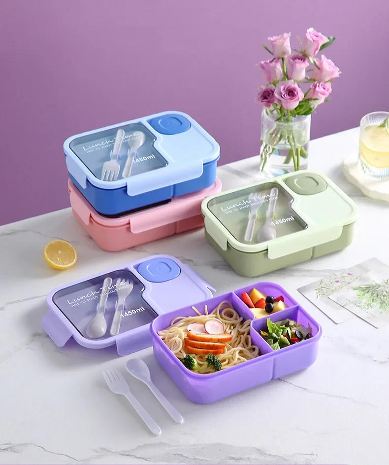 Description Picture 2 of itemBento Lunch Box for Kids Girls Cartoon Students Kawaii Cute Heated 3 Grid Sandwich Snack Food Box Special Canteen Food Storage