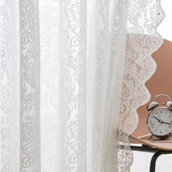 Living Room Screen Window Curtain 1PC White Rural Romantic Shading Lace Bead Screen Curtain Bedroom
