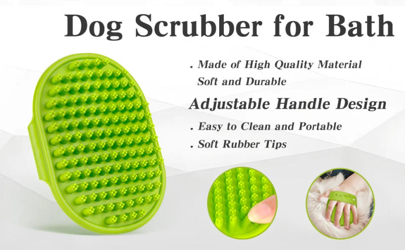 Description Picture 5 of item2PCS Dog Bath Brush Scrubber for Bath Shampoo Washin Shower Brush with Adjustable Handle Suitable for Pets Deshedding Washing
