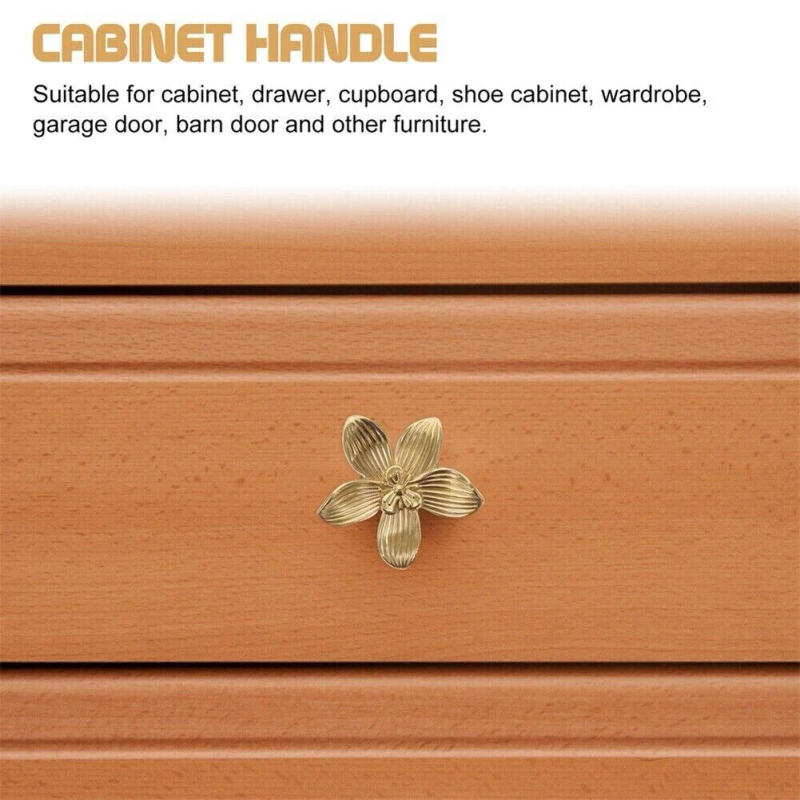 Description Picture 3 of item1pcs Modern Light Luxury Fashion Flower Shape Gold Handle Kitchen Cabinet Handle Drawer Wardrobe Knob Furniture Hardware
