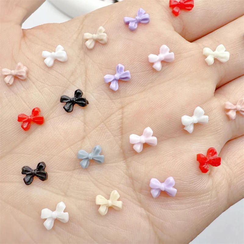 Description Picture 3 of item100pcs Mini Bow Nails Charm Kawaii Nail Art Accessories 3D Colorful Resin Bow Tie Rhinestones Nails Decorations Parts Korean DIY