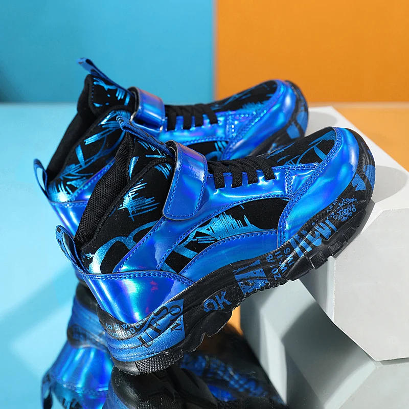 Description Picture 6 of itemTennis Shoes for Boys High Top PU Boots for Kids Outdoor Sports Non Slip Sneakers Free Shipping Childrens Basketball Shoes