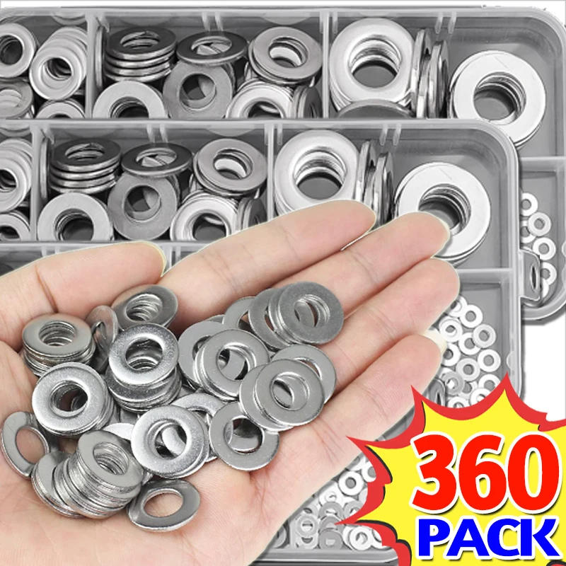 Description Picture 4 of item360PCS Ultra Thin Flat Washer M2-M10 Stainless Steel Screw Gasket Ring Plain Nut Fixed Washer for Industry Repair Fasteners Kits