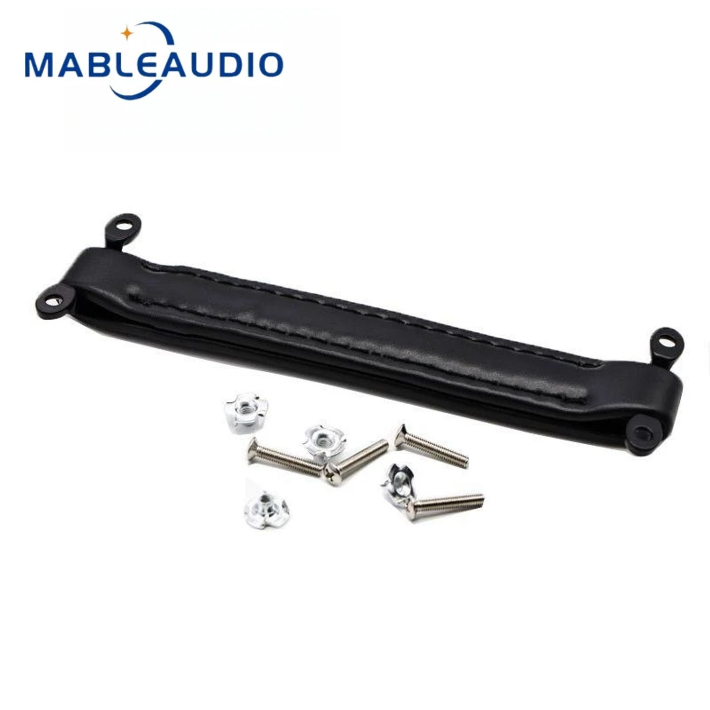 Description Picture 2 of item1PCS Guitar Speaker Power Amplifier Curved Beam Black Leather Handle With Metal Strap Fixing Screw