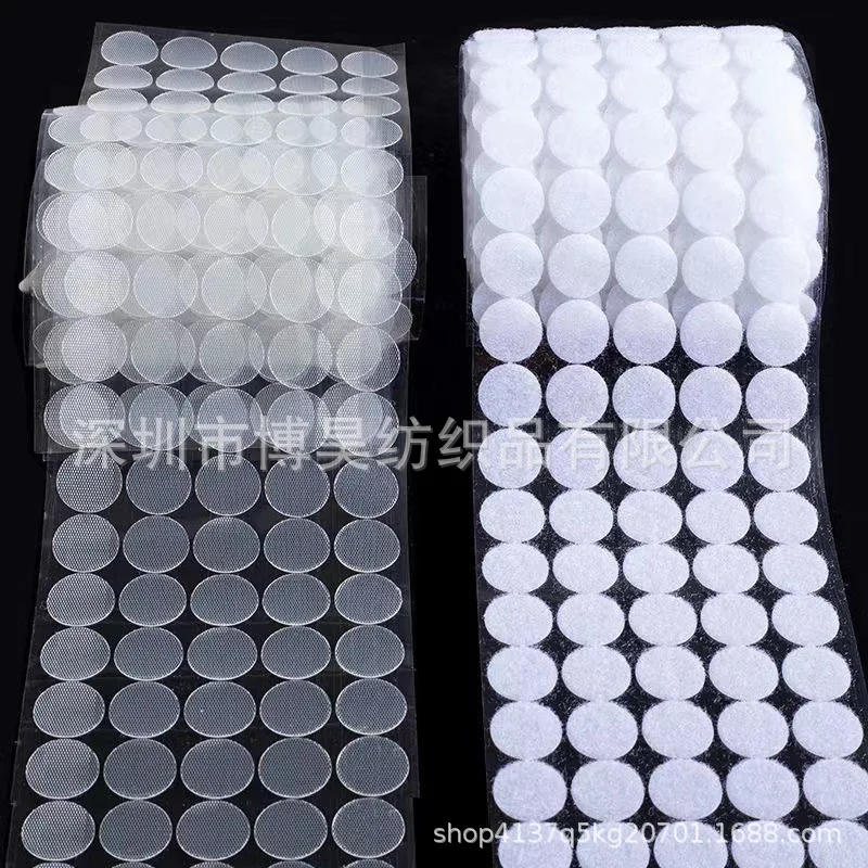 Description Picture 4 of item10/15/20/30/45mm Transparent Sticky Dots Self Adhesive Hook and Loop Fastener Tape Strong Glue Baby Round Coin Tape Sticker