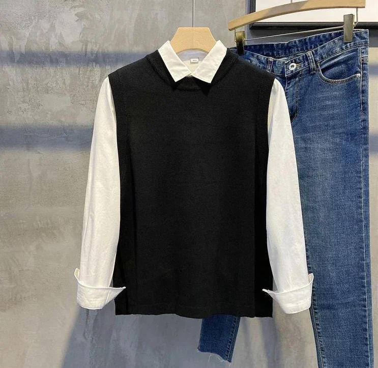 Description Picture 6 of itemKnit Sweater Male Crewneck Solid Color Sleeveless Men's Clothing Vest Casual Round Collar Coat Plain Jacket Waistcoat Maletry X