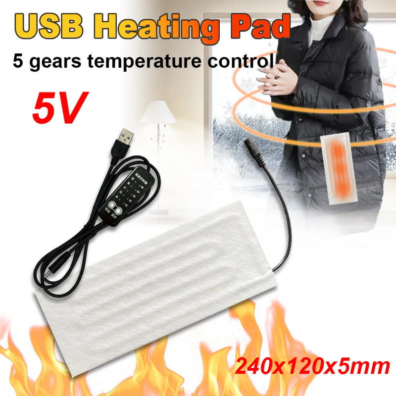 Description Picture 4 of itemUSB Heating Pad 5V Heating Mat Safe Electric Heating Film For Cervical Vertebra Warming Clothes Vest Coat Jacket Shoes Heater
