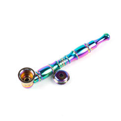 Beautiful Design Tobacco Smoking Pipe Rainbow Aluminium 125mm Portable Dry Cigarette Herb Burning Smoke Pipes Accessory Kit