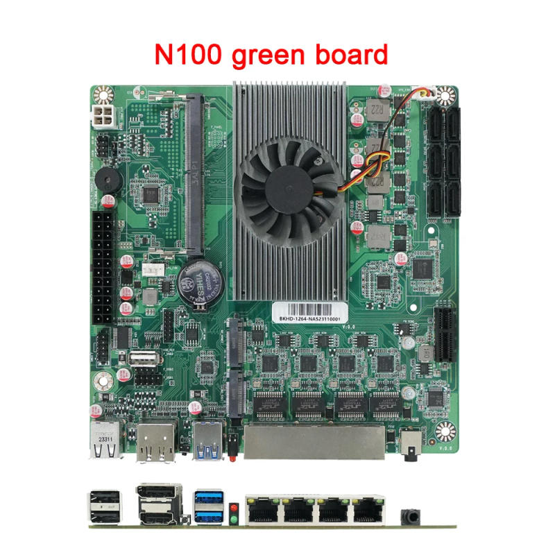 Description Picture 5 of itemN100 NAS DDR5 Motherboard 6* SATA3.0 4X Intel I226 2.5G Mini ITX 17x17CM 2* M.2 1XPCIE For Soft Router DIY NAS Storage Server