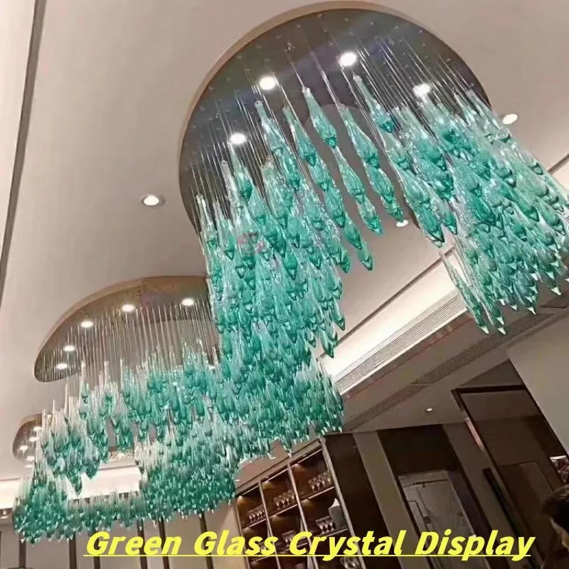 Description Picture 4 of itemModern luxury lobby glass crystal chandelier droplet staircase chandelier hotel living room home decoration lighting fixtures