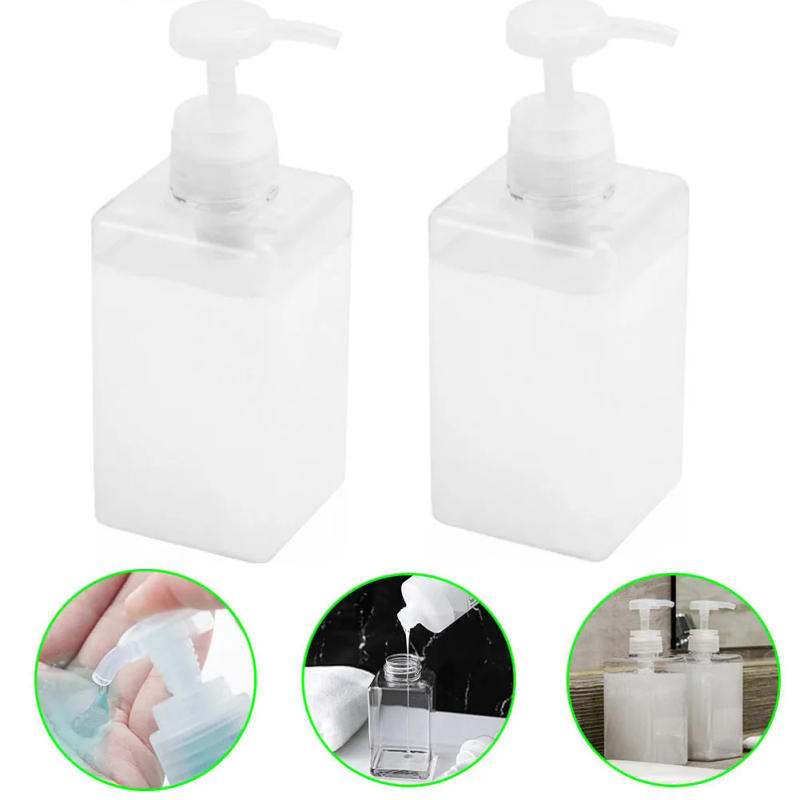 Description Picture 2 of item2pcs 450ml Soap Dispenser Clear Liquid Lotion Hand Pump Soap Dispenser Refillable Shampoo Bottle Plastic Hand Soap Dispenser