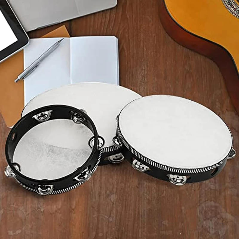 Description Picture 5 of item1Pc Wooden Tambourine 4/6/8/10-Inch Black Rim with Metal Jingles Musical Percussion Instrument for Concert Church Party