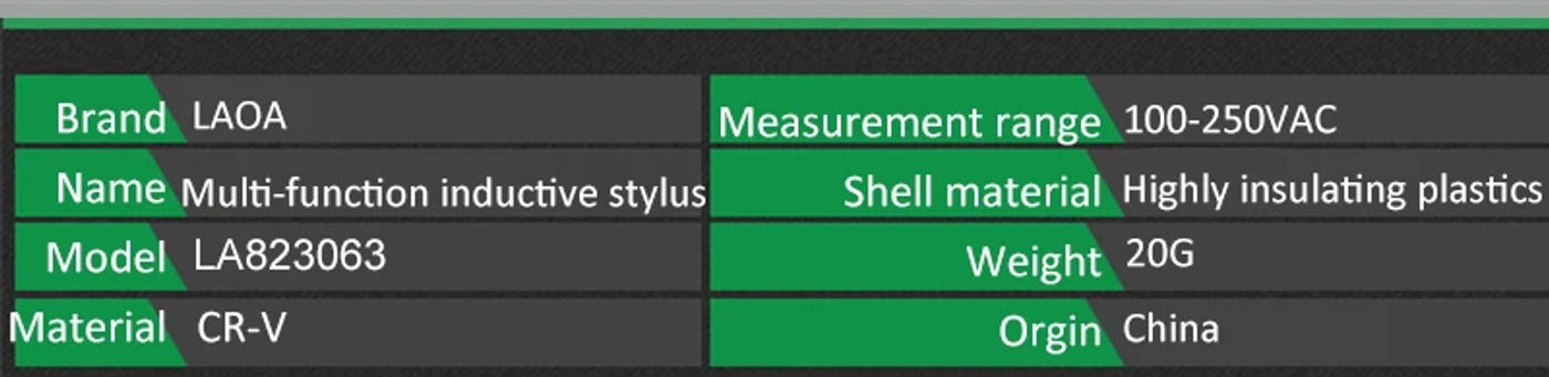 Description Picture 6 of itemLAOA Portable Handheld Voltage Tester Pen Zero Line Induction Power Detector Voltmeter Tester Tools