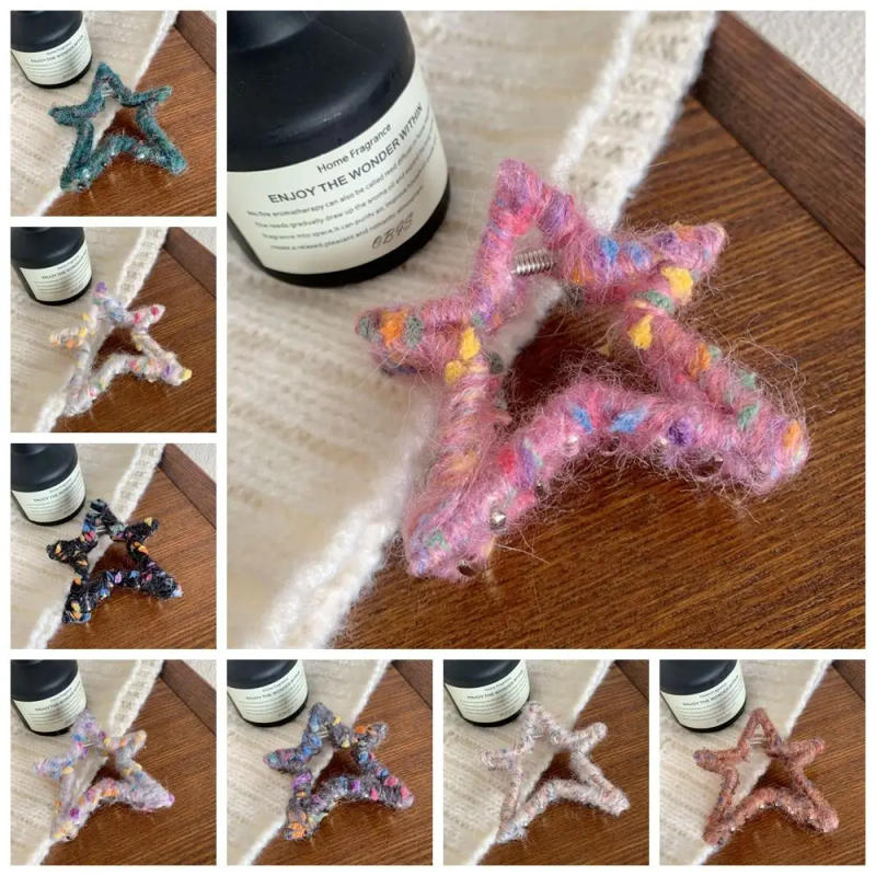 Description Picture 3 of itemPentagram Plush Star Hair Claw Sweet Korean Style Geometric Wool Hair Clip Grab Clip Barrettes Streetwear