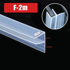 2m F Shape Bath Shower Screen Door Seal Strip For Glass 6mm Seal Gap Office Balcony Door Window Sealing Tape