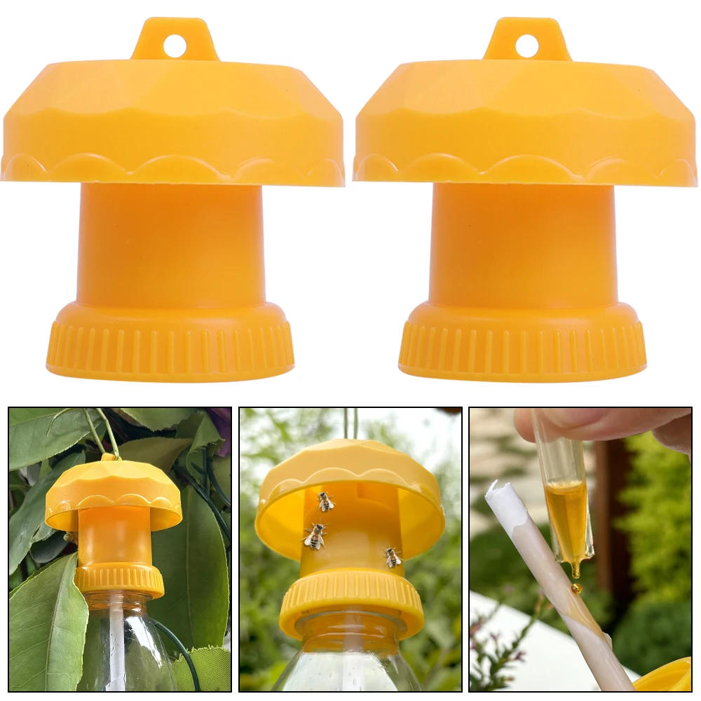 Description Picture 4 of itemFruit Fly Trap Killer Yellow Plastic Cap Orchard Insect Drosophila Catcher Anti Pest Useful Control Attracting Trapping Agent