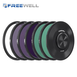Freewell M2 Magnetic Quick Swap 5Pack ND8, ND64, ND1000, CPL, and UV Filters with Magnetic Lens Cap & Base Ring