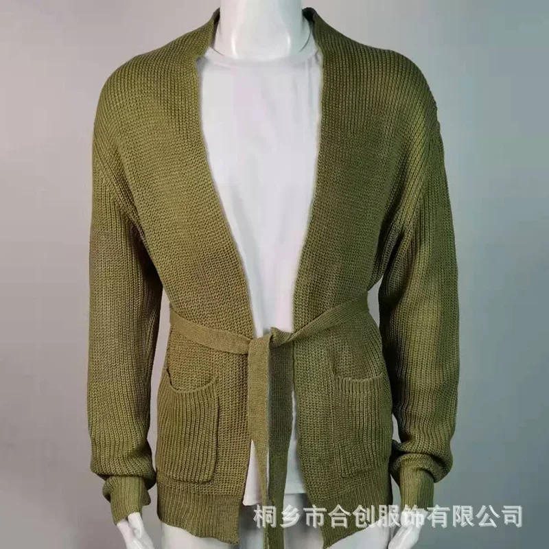 Description Picture 6 of itemMens Coat Spring Knitted Cardigan Mens Large Sweater Cardigan for Men