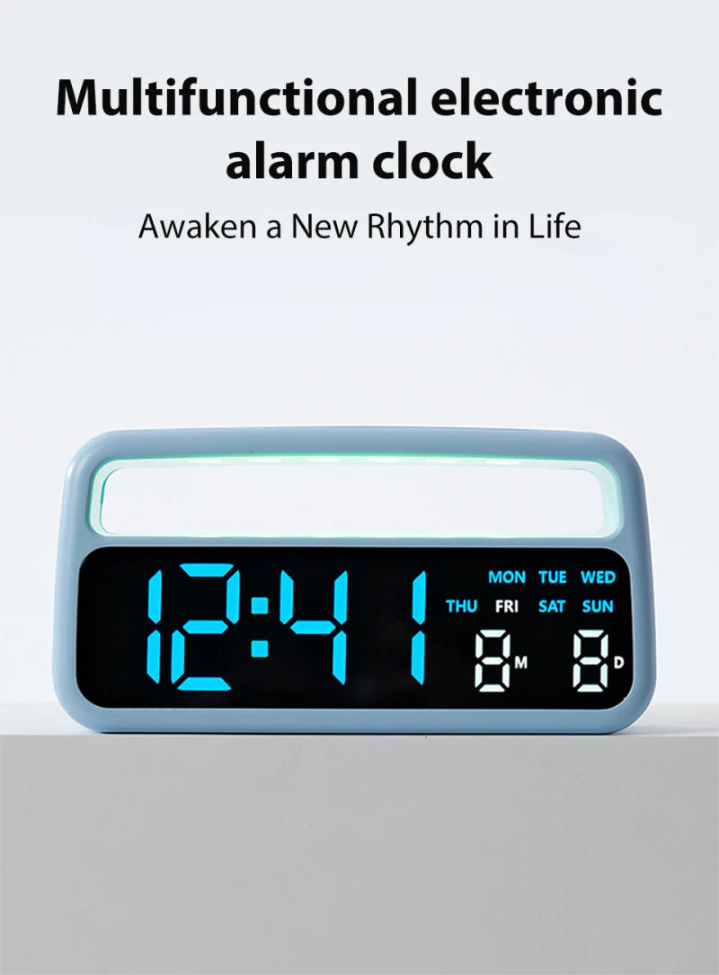 Description Picture 2 of itemDigital Alarm Clock with Ambient-Light Date Dual Alarms Electronic Table Clock Brightness Adjustment Sleep Mode Home LED Clocks