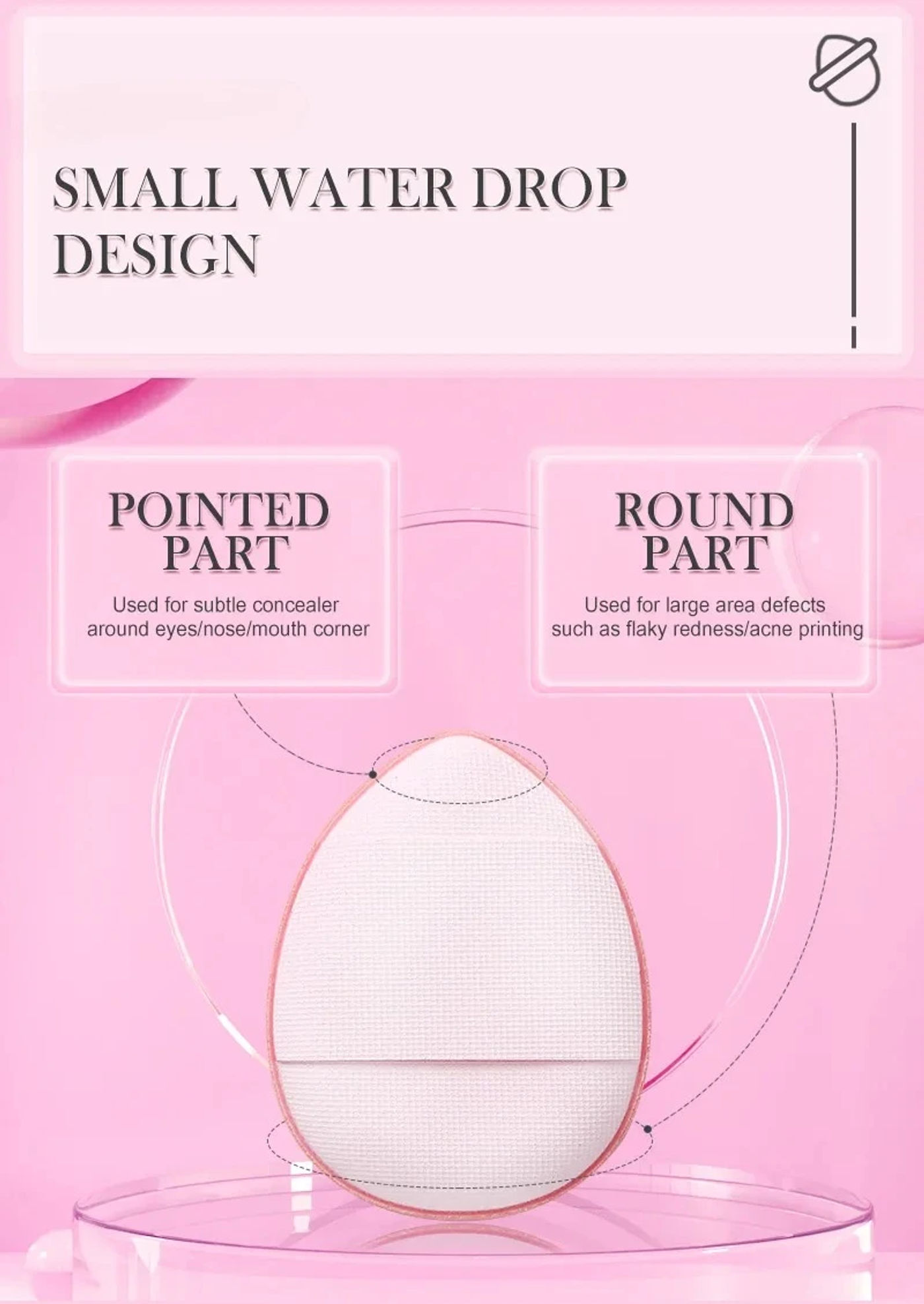 Description Picture 5 of item50/100PCS Mini Finger Puff Makeup Sponge Puffs Concealer Foundation Air Cushion Cosmetic Tool Dry Wet For Women Beauty Wholesale