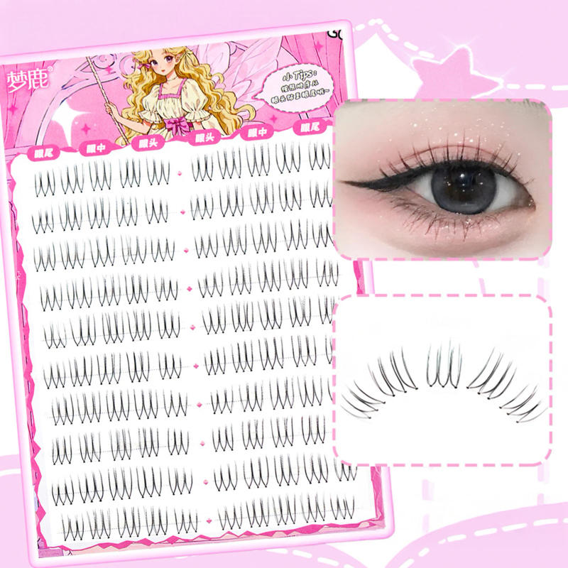 Description Picture 3 of item10Rows Korean U Shape False Eyelashes Natural Looking Single Cluster Lashes Wispy Extension for Women Girls Party Daily Makeup