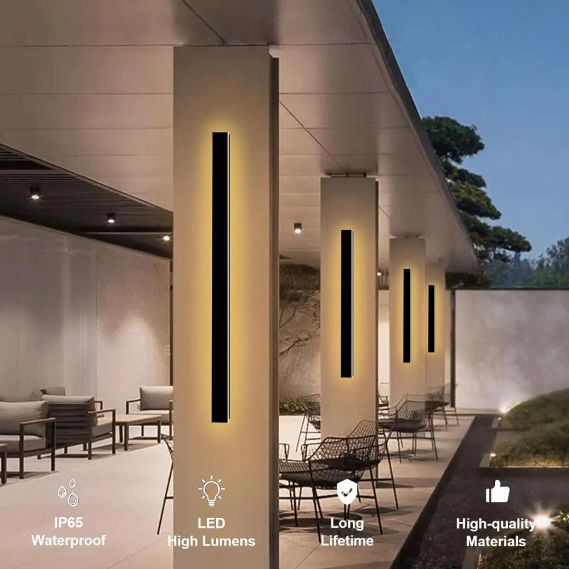 Description Picture 3 of itemLong Strip Outdoor Wall Sconces IP65 Anti Rust 3000K 4500K 6000K Black Waterproof Linear Wall Mount Lighting for Porch Courtyard