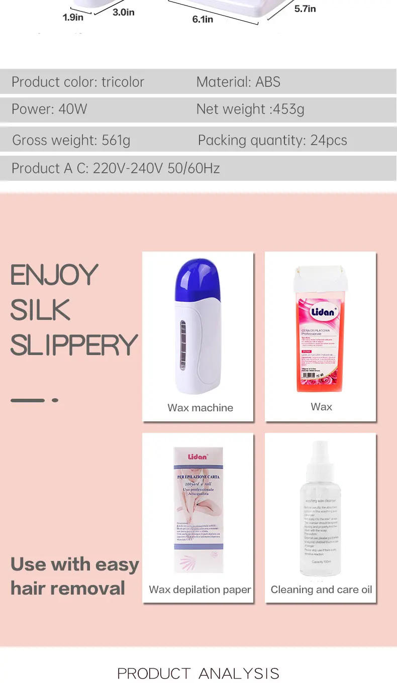 Description Picture 3 of itemElectric Double Wax Heater Epilator Cartridge Wax Roller Base Roll On Waxing Refillable Hair Removal Machine Depilatory Heater