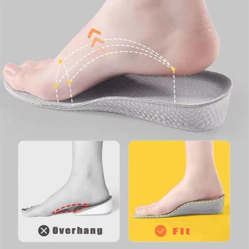 Description Picture 6 of itemInvisible Height Increase Insoles Heighten Sports Shoe Pad Inserts Men Women Orthopedic Arch Support Insole Heel Lift Shoe Pads