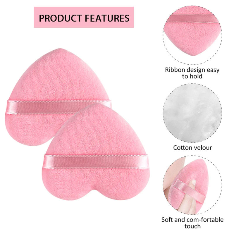 Description Picture 5 of item10/20Pcs Triangle Velvet Powder Puff Heart Shaped Makeup Sponges Blender Foundation Cosmetic Facial Sponges Make Up Accessories