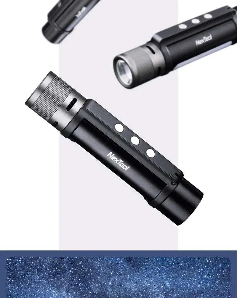 Description Picture 4 of itemNexTool Outdoor 6 in 1 Flashlight Zoomable LED Ultra Bright Torch 1000LM Dual-light Magnetic Bracket for Camping Emergency Light