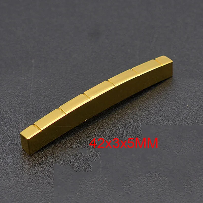 Description Picture 4 of item4/5/6 String Brass Nut and Saddle String Multi Size Brass Gold Plated for Electric Guitar, Acoustic Guitar, Bass Guitar Parts