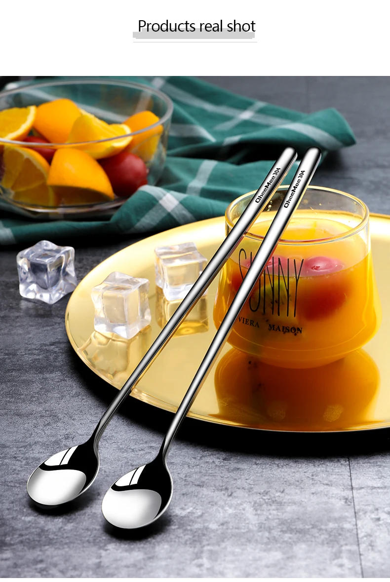 Description Picture 2 of item304 Stainless Steel Long Handled Spoon For Picnic, Kitchen Accessories, Bar Tools, Coffee, Ice Cream, Dessert, Tea Stirring