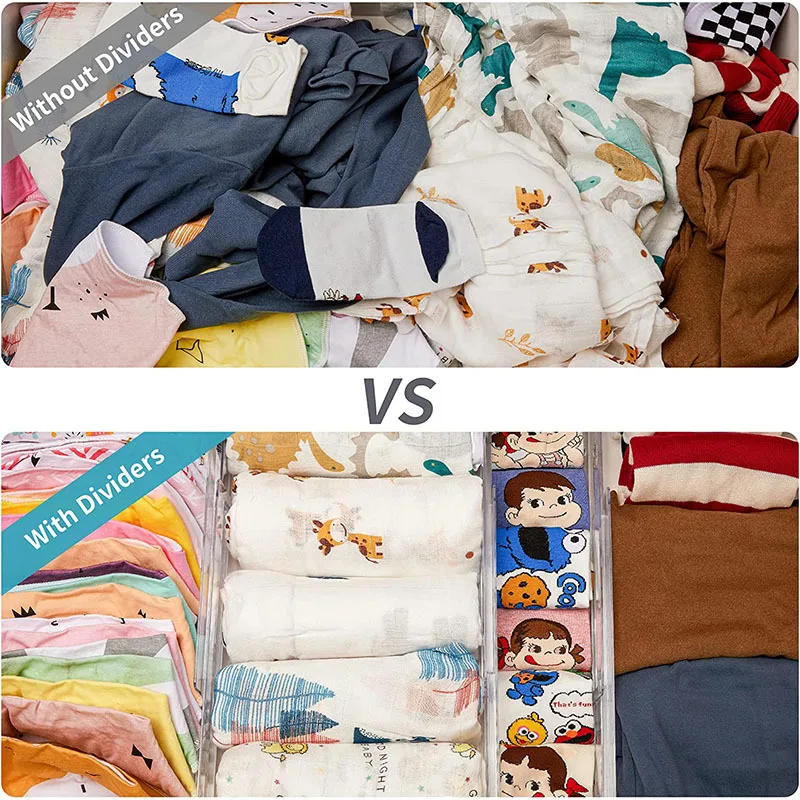 Description Picture 6 of item2/4PCS Drawer Dividers Organizers Adjustable Cabinet Storage Clothes Drawer Organizer Clear Drawers Separators Kitchen Tools