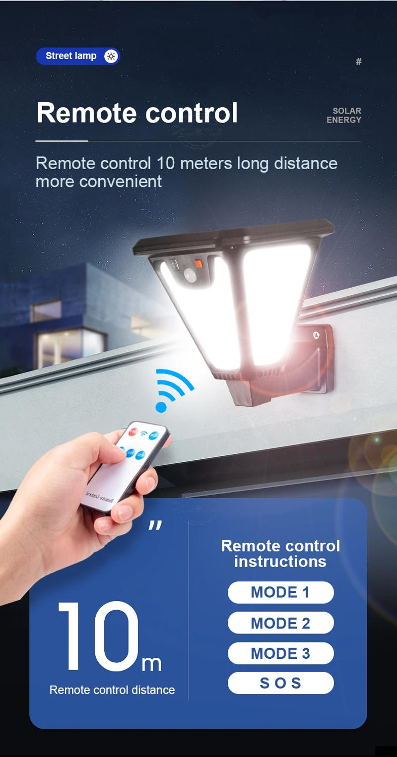 Description Picture 6 of item4000mAh Powerful Outdoor Solar Lights IP65 Waterproof Radar Sensor Solar Lamp 100LED Solar Lawn Light Garden Sunlight Wall Lamp