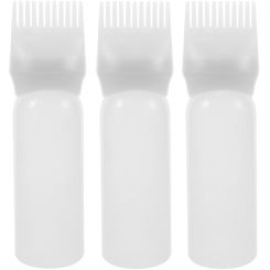 3pcs Root Comb Applicator Bottle Hair Dye Comb Bottle Refillable Bottle Salon Hair Coloring Dispensing Hairdressing Styling Tool