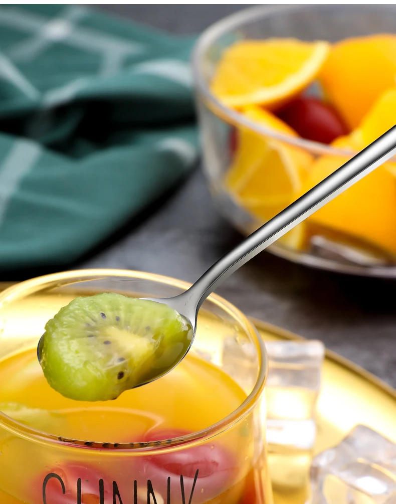 Description Picture 4 of item304 Stainless Steel Long Handled Spoon For Picnic, Kitchen Accessories, Bar Tools, Coffee, Ice Cream, Dessert, Tea Stirring