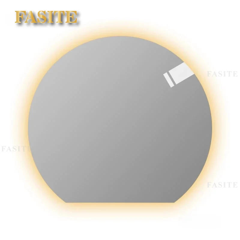 Description Picture 3 of itemNordic Special-shaped Bath Mirrors Semicircular Makeup Mirror Wall Hanging with Light Bathroom Led Touch Screen Bathroom Mirror