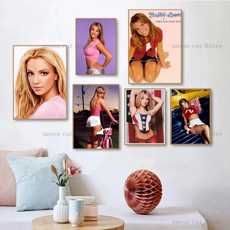 Description Picture 4 of itemRetro Singer Britney Spears Poster Baby One More Time Millennium Canvas Painting Prints Wall Art Pictures Home Decor Fans Gift