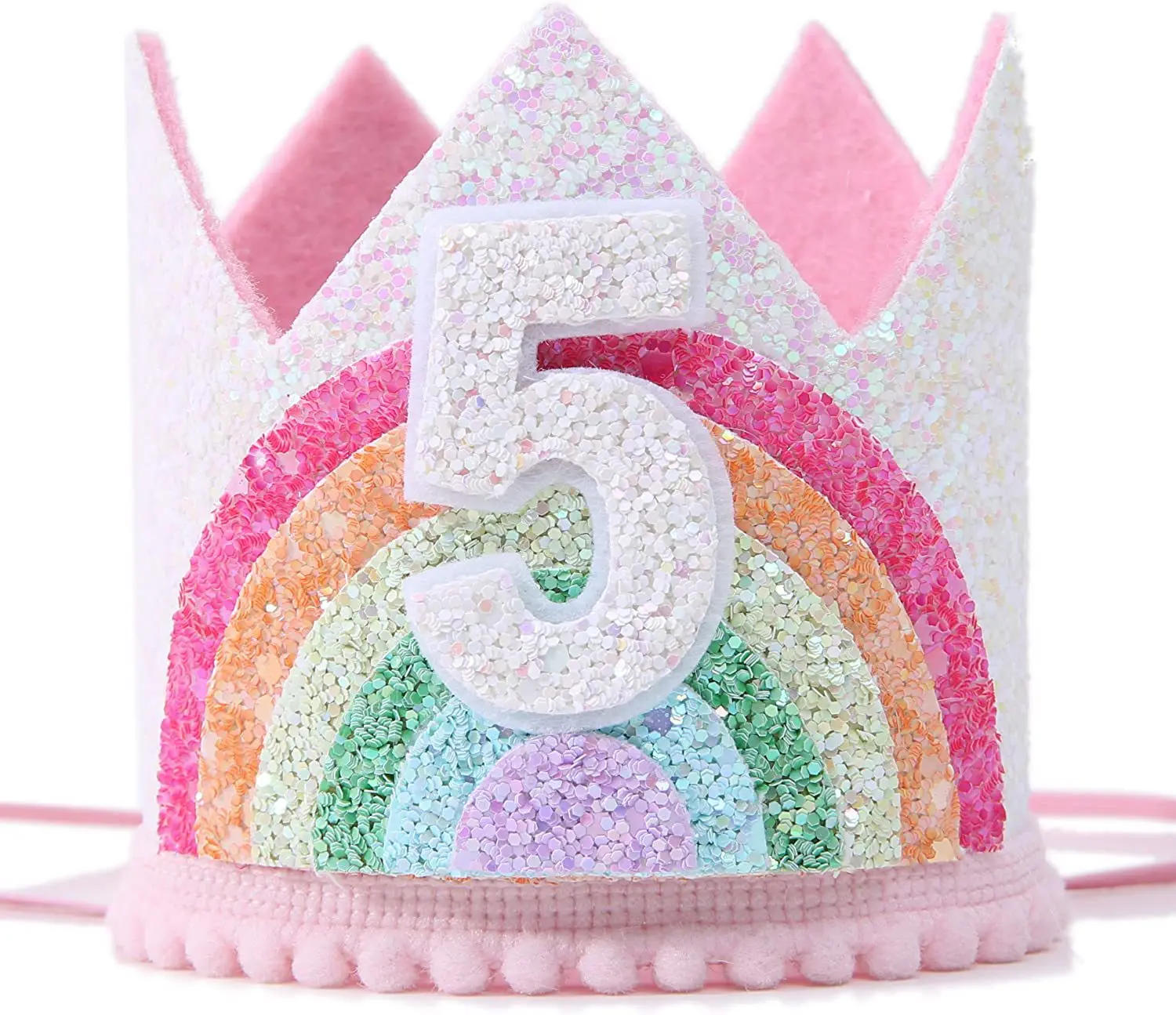 Description Picture 6 of itemFelt Rainbow Princess Girl Birthday Crown 1st 2nd 3rd Happy Birthday Party Decor Kid Girl Rainbow Unicorn Birthday Hat Babyshoer