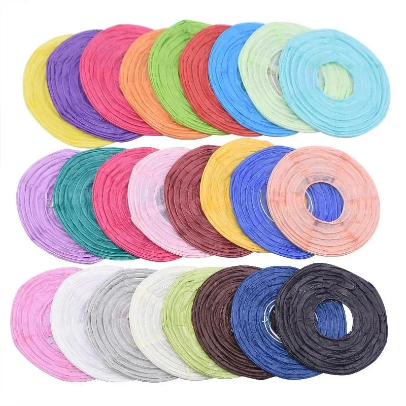 Description Picture 4 of item4/6/8/10/12/14/16inch Round Paper Lantern Multicolor Chinese Lanterns Paper Ball Wedding Birthday Party Hanging Home Decoration