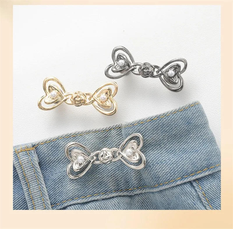 Description Picture 6 of itemSkirt Pants Tighten Waist Brooches Jeans Heart Adjustable Waist Clip Buckle No Sewing Required Jeans Button Clothing Accessories
