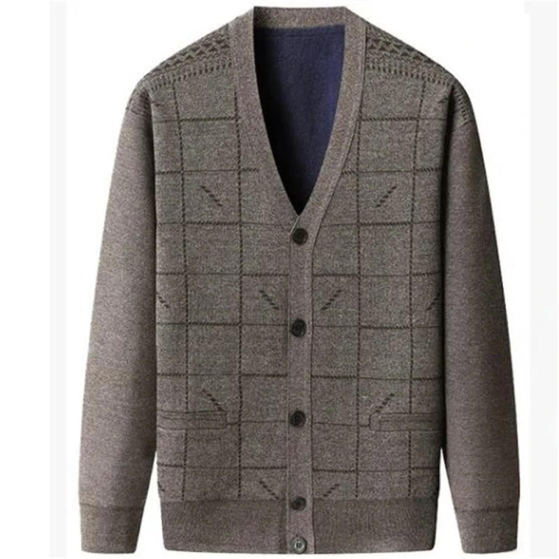 Description Picture 2 of itemNew Cardigan Men Sweater Knitted Jacket Coat Mens V Neck Knitwear Fashion Print Smart Causal Warm Knitting Cardigan Coat Men