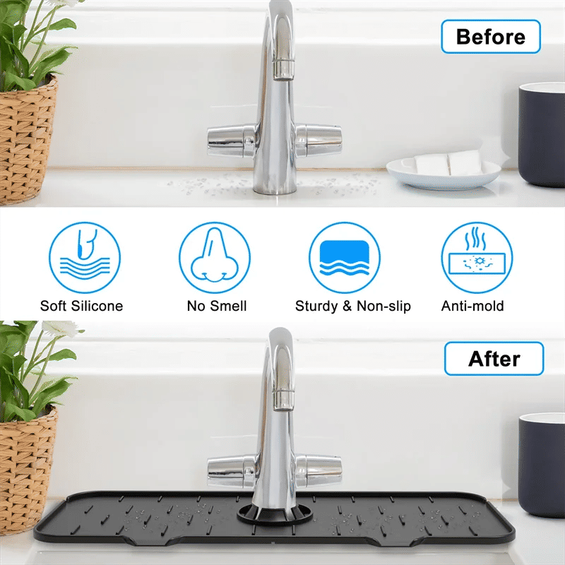 Description Picture 5 of itemFaucet Absorbent Mat Silicon Kitchen Sink Splash Guard Drain Pad Water Splash Catcher Mats Countertop Protector Kitchen Gadgets