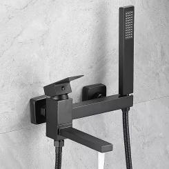 Bathtub Shower Set Wall Mounted Black Rotatable Bathtub Faucet,Bidet Faucet Bathroom Bath & Shower Mixer Tap Brass