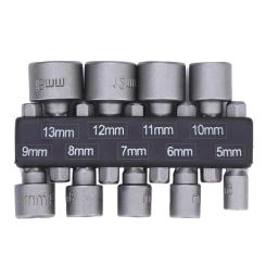 9pcs Power Hand Driver Drill Tools Set 5-13mm Metric Socket Wrench Set Power Nuts Driver Socket 1/4" Hex Shank Drill Bit Set