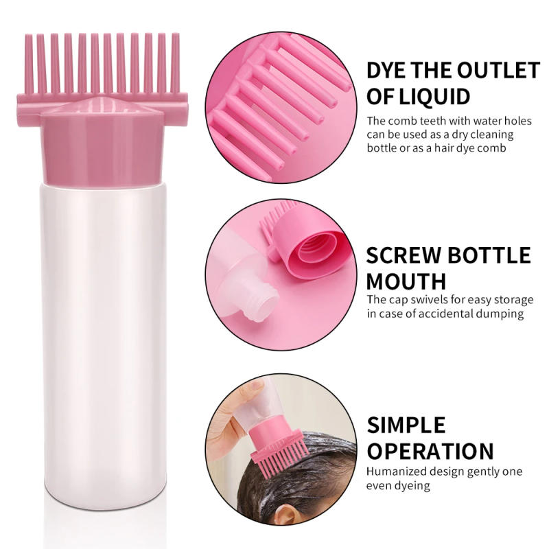 Description Picture 4 of item120Ml Refillable Bottle Hair Dye Shampoo Plastic Applicator Comb Dispensing Salon Oil Hair Coloring Hairdress Styling Tool
