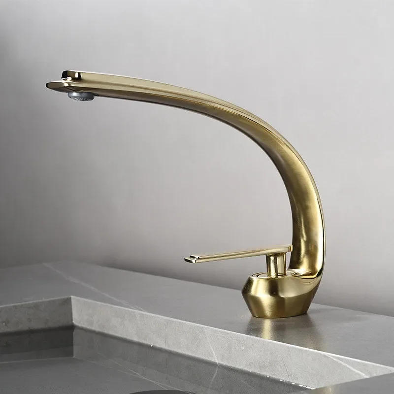 Description Picture 3 of itemBlack Bathroom Faucet Gold Sink Mixer Tap Brass Hot  Cold Brush Gold Wash basin Single Handle Crane For