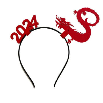 Red Hairband 2024 Happy New Year Headband Chinese Style Mascot Dragon Dragon Headband Cartoon Child Headwear New Year Hairband