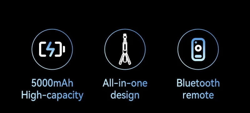 Description Picture 3 of itemTELESIN 5000Mha 360° Rotation Charging Selfie Stick Power Bank Remote Control Tripod For Gopro Hero 13 12 11 10 9 MAX