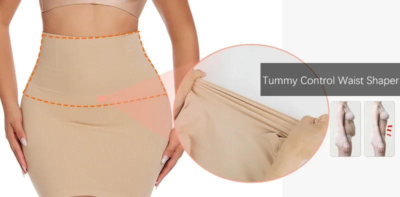 Description Picture 4 of itemHalf Slip Shapewear for Women Under Dresses Built-in Panties High Waist Tummy Control Slips Skirts Butt Lifter Body Shaper Dress